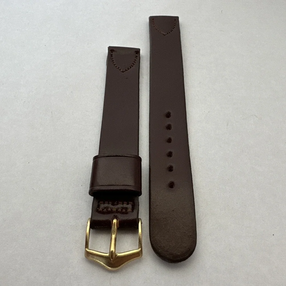 JB Champion Vintage Shell Cordovan Leather Watch Strap Brown 5/8 Gold Buckle NOS